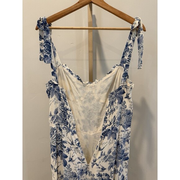 Reformation Alfred Floral Jumpsuit Pompadour Print Women’s Sz 6 Blue White NWT - Picture 7 of 16